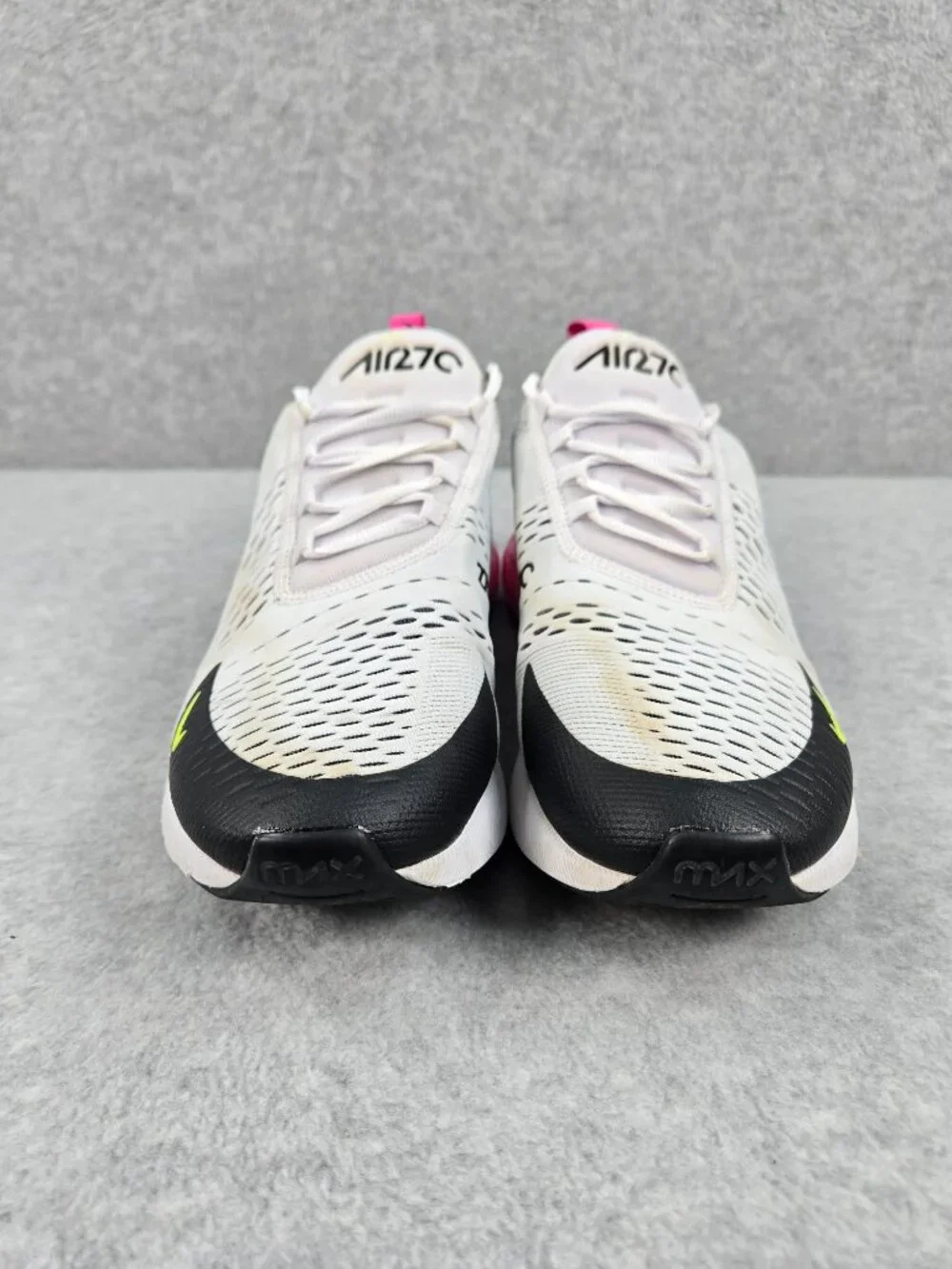 Nike Air Max 270 Mens Size 12 Shoes Sneakers White Volt Laser Fuschia